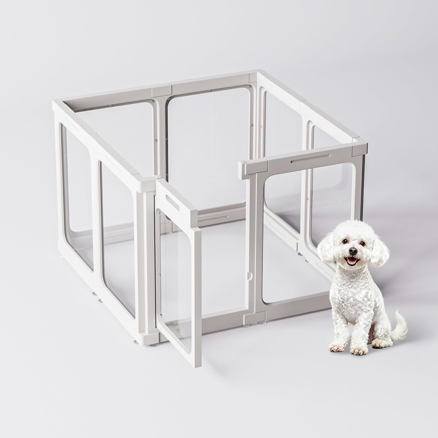 Jalove Clear Dog Playpen Indoor, 24″ Acrylic Plastic Pet Play Pen with Door, Playpen for Puppy Cat Rabbit Ferret, Easy to Install Preferable Playpen for Small Dogs, Customizable, White 8 PCS Jalove Clear Dog Playpen Indoor, 24″ Acrylic Plastic Pet Play Pen with Door, Playpen for Puppy Cat Rabbit Ferret, Easy to Install Preferable Playpen for Small Dogs, Customizable, White 8 PCS