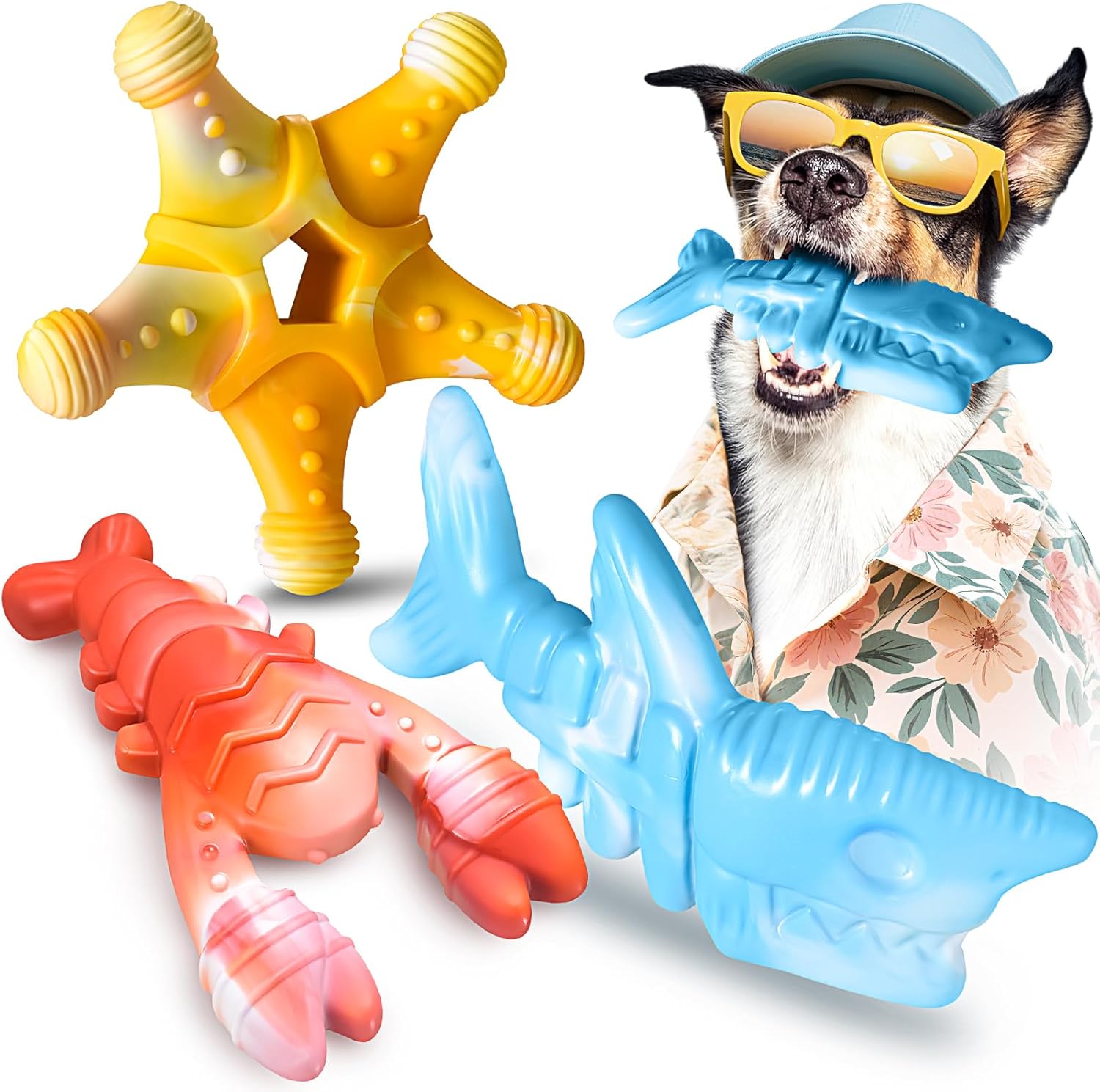 KXK Dog Toys 3 Pack, Indestructible Toys for Aggressive Chewers, Tough Dog Chew Toys for Large Medium Breed, Dog Bones Chew Toys for Super Chewer