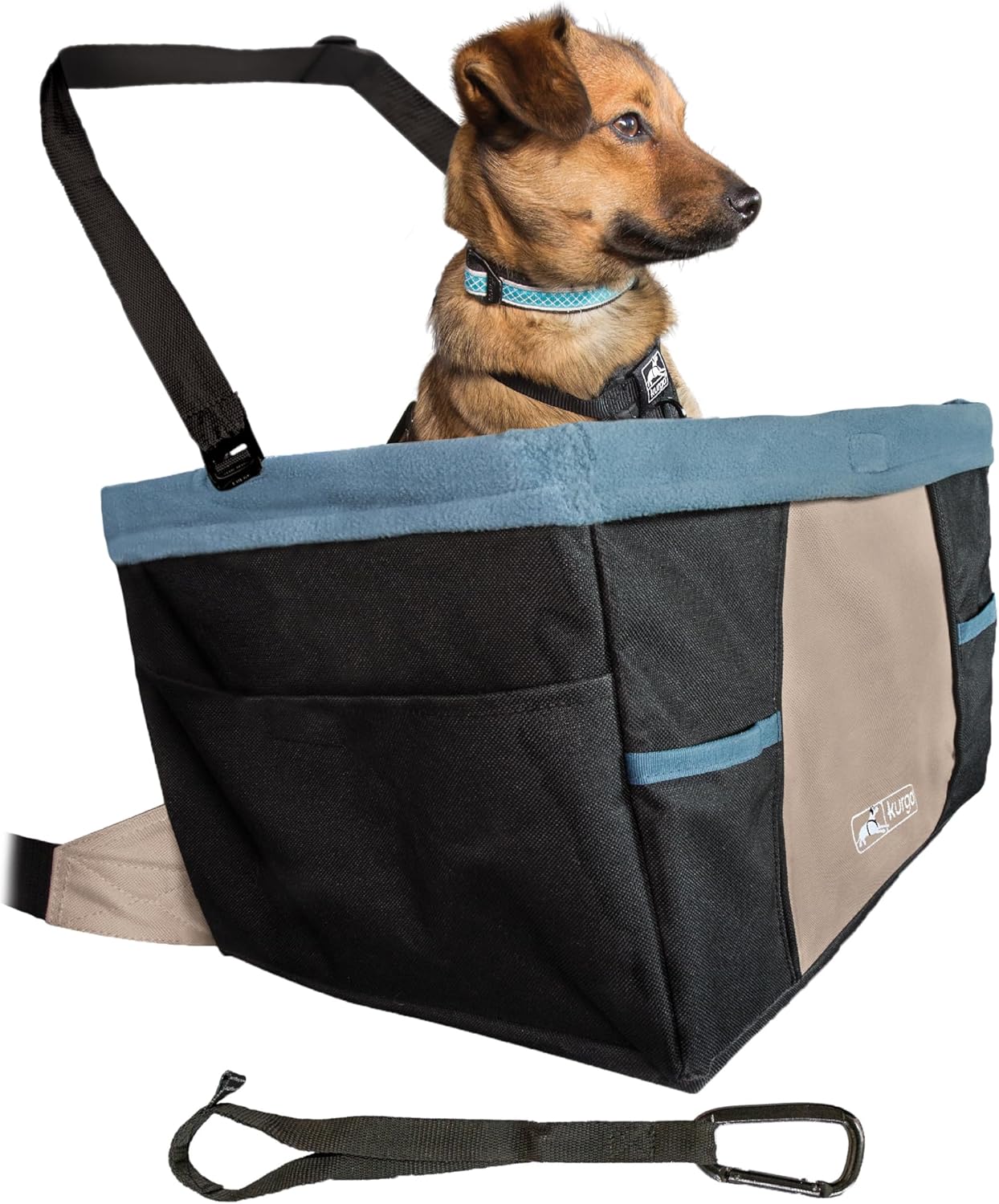 Kurgo Dog Booster Seat – Keeps Dogs Secure & Comfortable – Waterproof Exterior – Removable Washable Liner – Dog Car Seat with Harness Strap – Collapsible – Rover Style – Black/Blue Kurgo Dog Booster Seat – Keeps Dogs Secure & Comfortable – Waterproof Exterior – Removable Washable Liner – Dog Car Seat with Harness Strap – Collapsible – Rover Style – Black/Blue