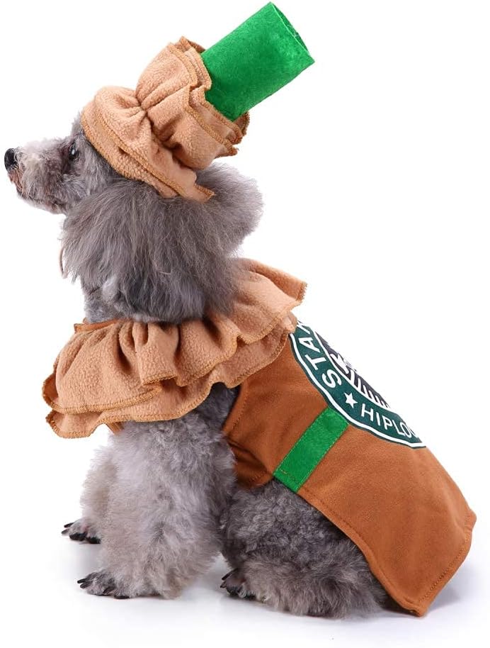 Latte Coffee Dog Costume – Dog Halloween Costume Pet Cosplay Clothes for Small Medium Dogs Puppies Cats for Christmas Birthday Party Photo Props Dress up Accessories Parade Halloween Decorations