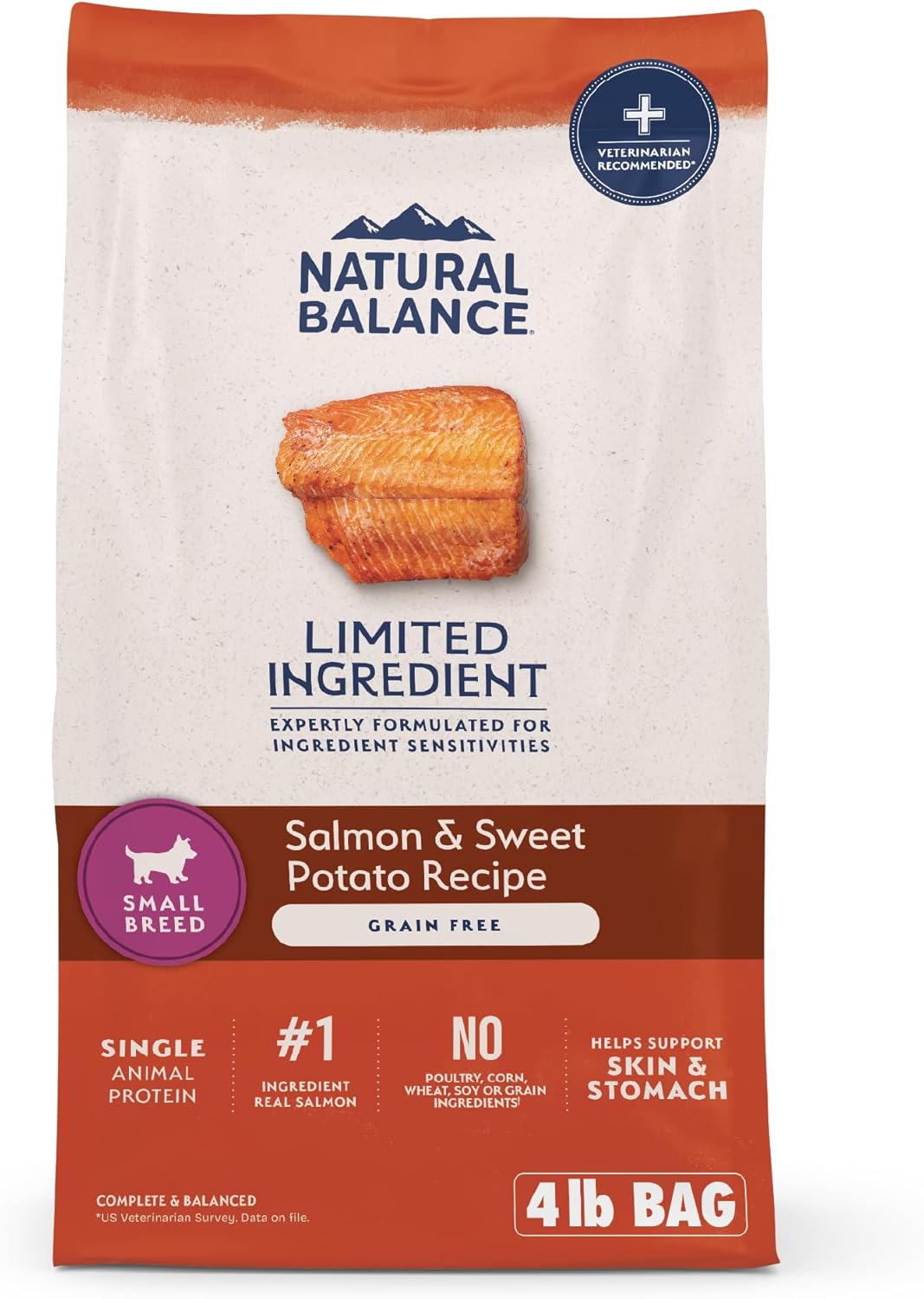 Natural Balance Limited Ingredient Small Breed Adult Grain-Free Dry Dog Food, Salmon & Sweet Potato Recipe, 4 Pound (Pack of 1) Natural Balance Limited Ingredient Small Breed Adult Grain-Free Dry Dog Food, Salmon & Sweet Potato Recipe, 4 Pound (Pack of 1)