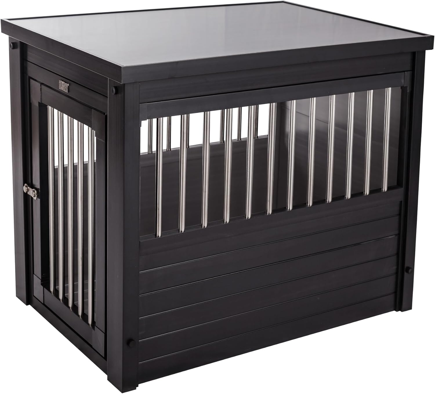 New Age Pet ECOFLEX Dog Crate End Table – Furniture-Style Pet Crate for Crate Trained Dogs – Stainless Steel Tubing & a Latched Closure – 10 Year Manufacturer’s Warranty, Medium, Black New Age Pet ECOFLEX Dog Crate End Table – Furniture-Style Pet Crate for Crate Trained Dogs – Stainless Steel Tubing & a Latched Closure – 10 Year Manufacturer’s Warranty, Medium, Black