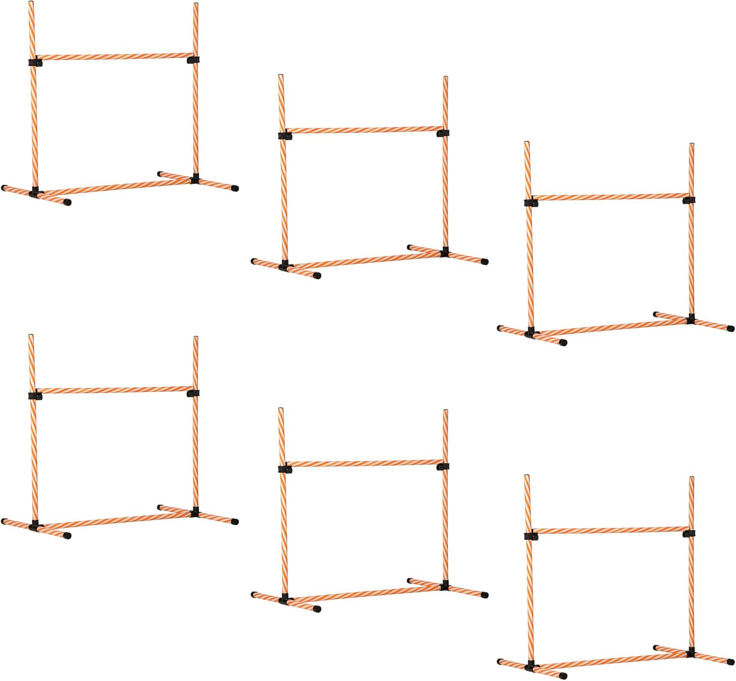PawHut 6 Piece Dog Agility Training Equipment with Hurdle Bag and Whistle, Orange and White