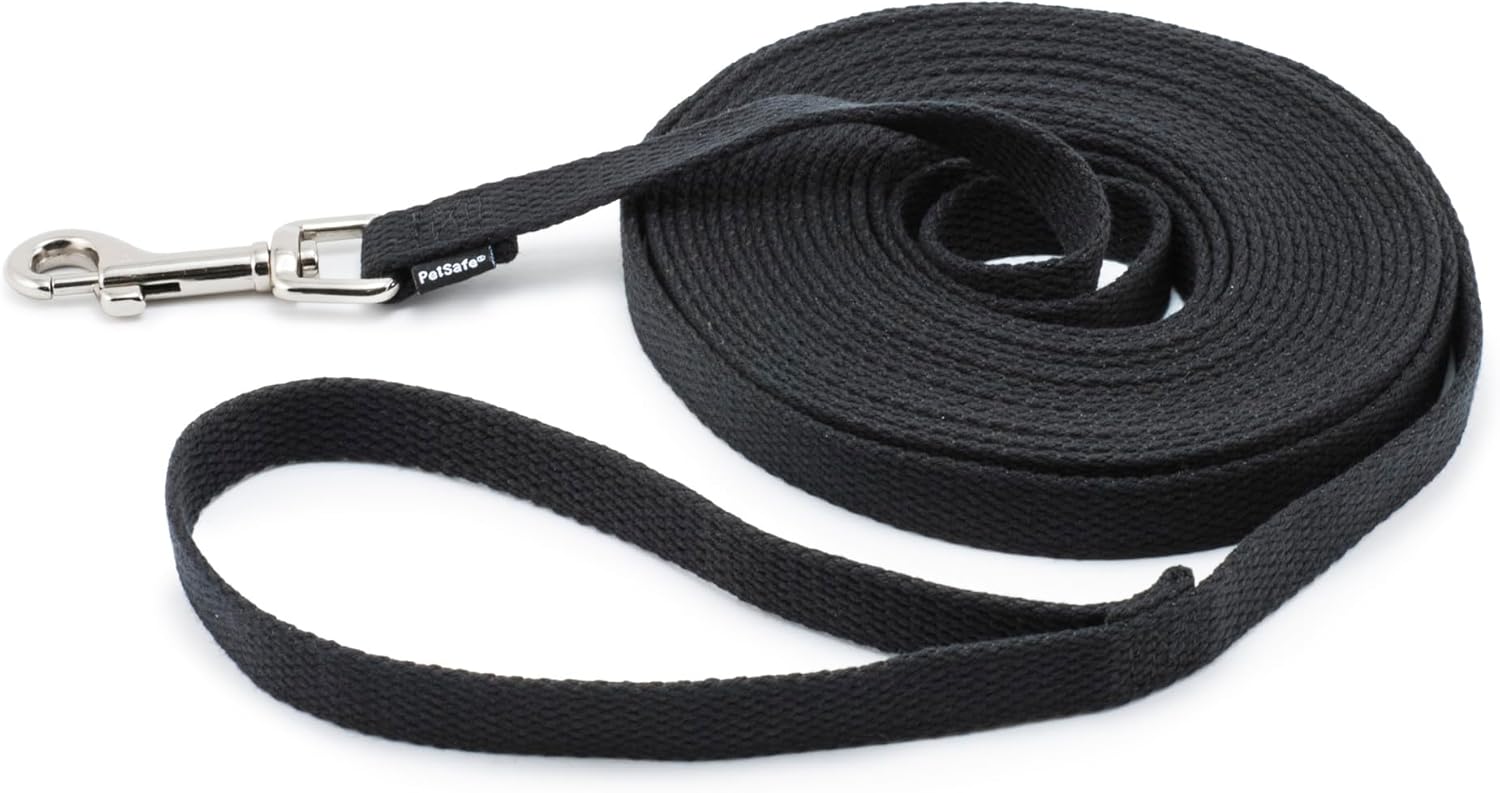 PetSafe Cotton Dog Training Lead – Great for Small, Medium and Large Breeds – 30 ft, 5/8″ x 30′, Black PetSafe Cotton Dog Training Lead – Great for Small, Medium and Large Breeds – 30 ft, 5/8″ x 30′, Black