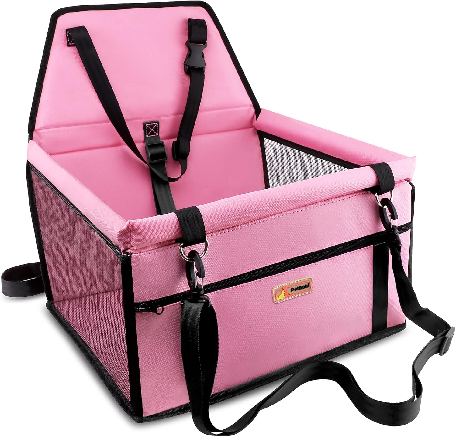Petbobi Pet Reinforce Car Booster Seat for Dog Cat Portable and Breathable Bag with Seat Belt Dog Carrier Safety Stable for Travel Look Out,with Clip on Leash with PVC Tube, Pink Petbobi Pet Reinforce Car Booster Seat for Dog Cat Portable and Breathable Bag with Seat Belt Dog Carrier Safety Stable for Travel Look Out,with Clip on Leash with PVC Tube, Pink