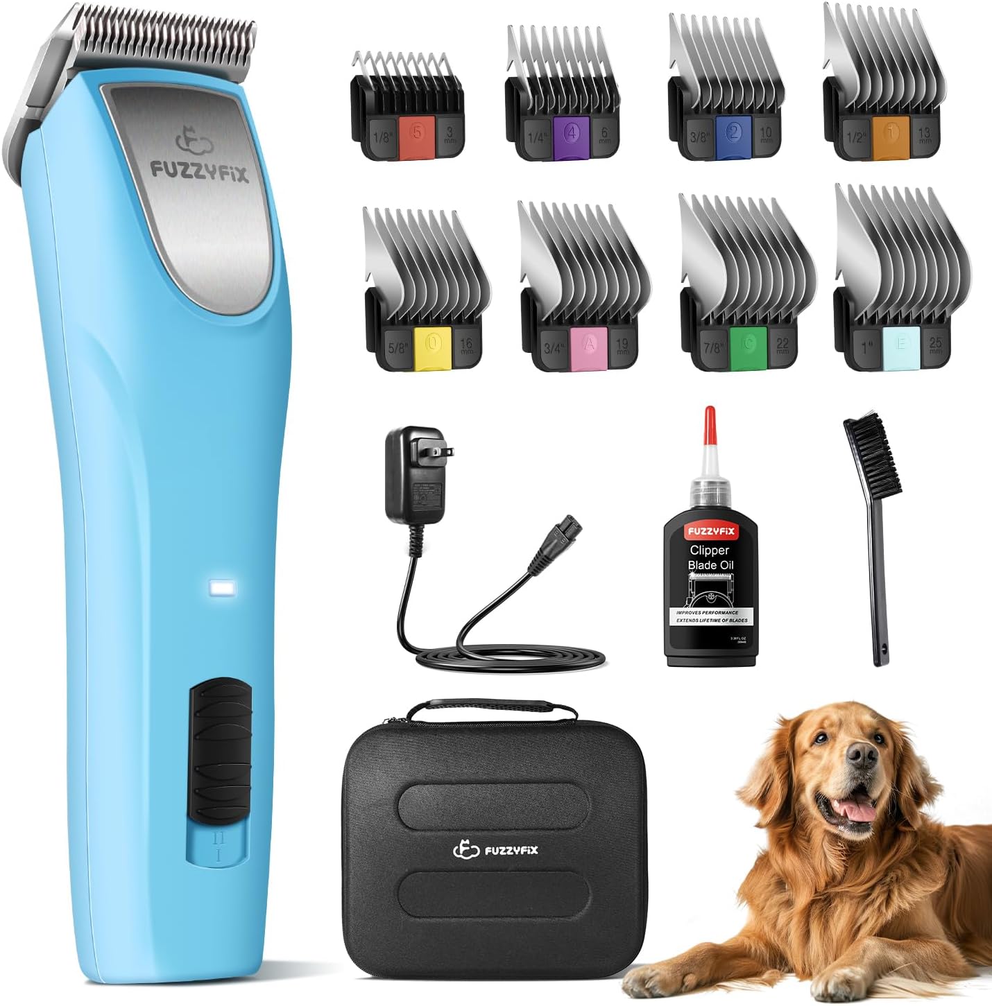 Professional Dog Clippers for Grooming – 2 Speed Pet Grooming Kit for Thick Curly Matted Coats – Low Noise Heavy Duty Cordless Hair Trimmer with Detachable Metal Blade for Animal/Pet/Horse