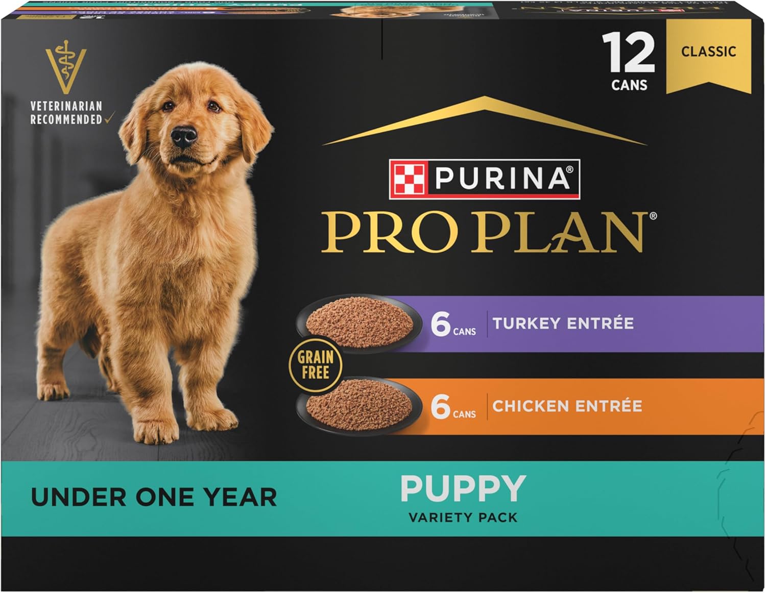 Purina Pro Plan Development Wet Puppy Food, Grain Free Chicken Entree and Grain Free Turkey Entree Variety Pack – (Pack of 12) 13 oz. Cans