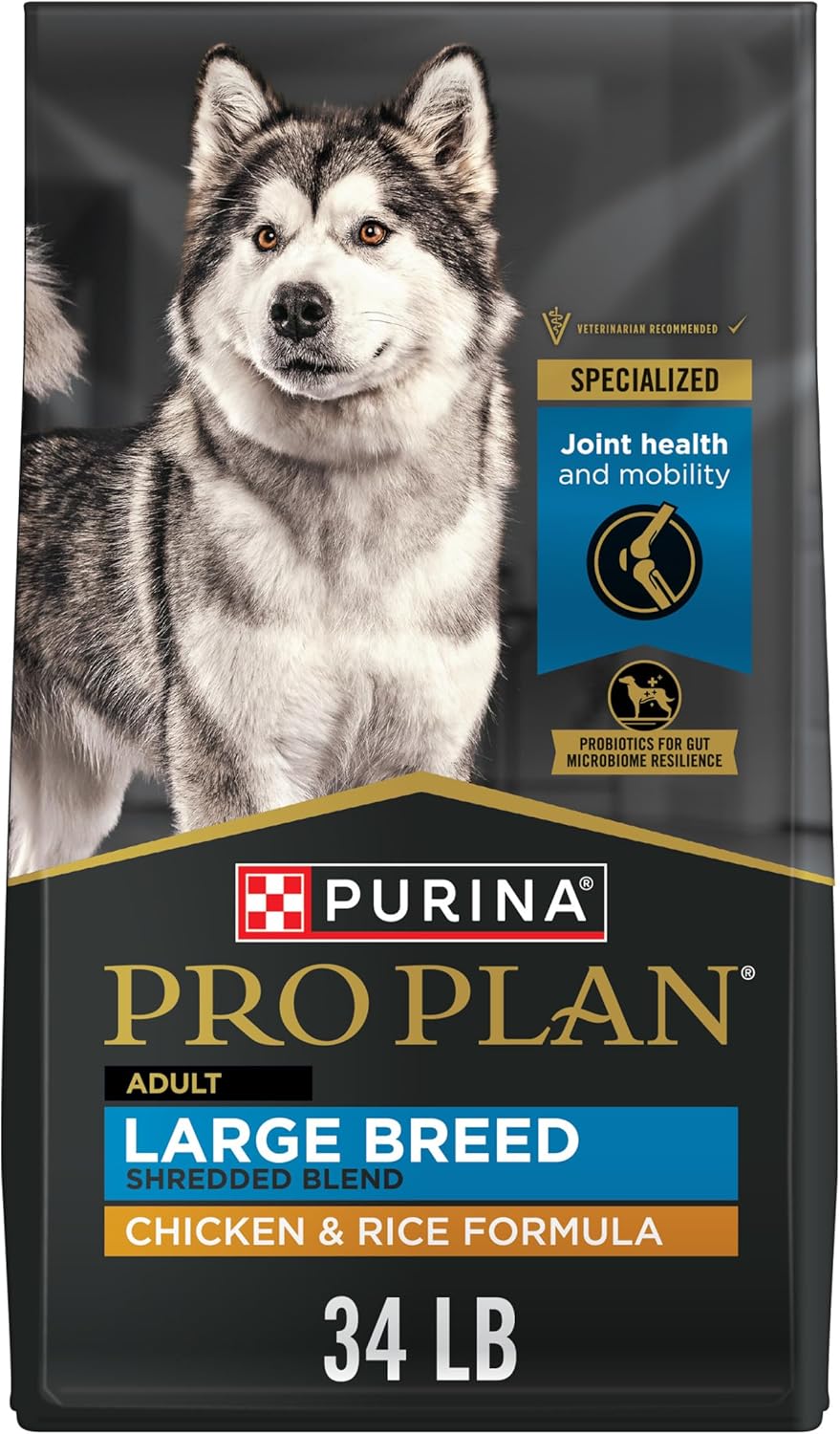 Purina Pro Plan Joint Health for Dogs, Large Breed Dog Food Dry, Shredded Blend Chicken & Rice Formula – 34 lb. Bag