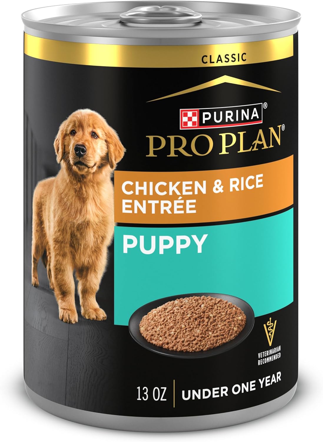 Purina Pro Plan Wet Puppy Food Pate, Wet Food Classic Chicken and Rice Entrée – (Pack of 12) 13 oz. Cans