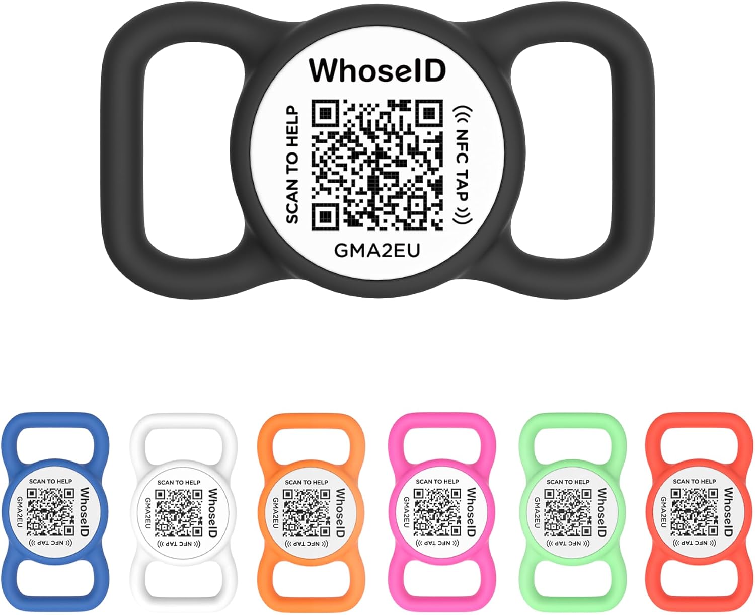 QR Code Dog Tag with NFC, Personalized Pet ID Tag, Silent Dog ID Tag, Modifiable Pet Online Profile, Multiple Emergency Contact, Scan QR Code Send GPS Location Email (Regular, Black&White)