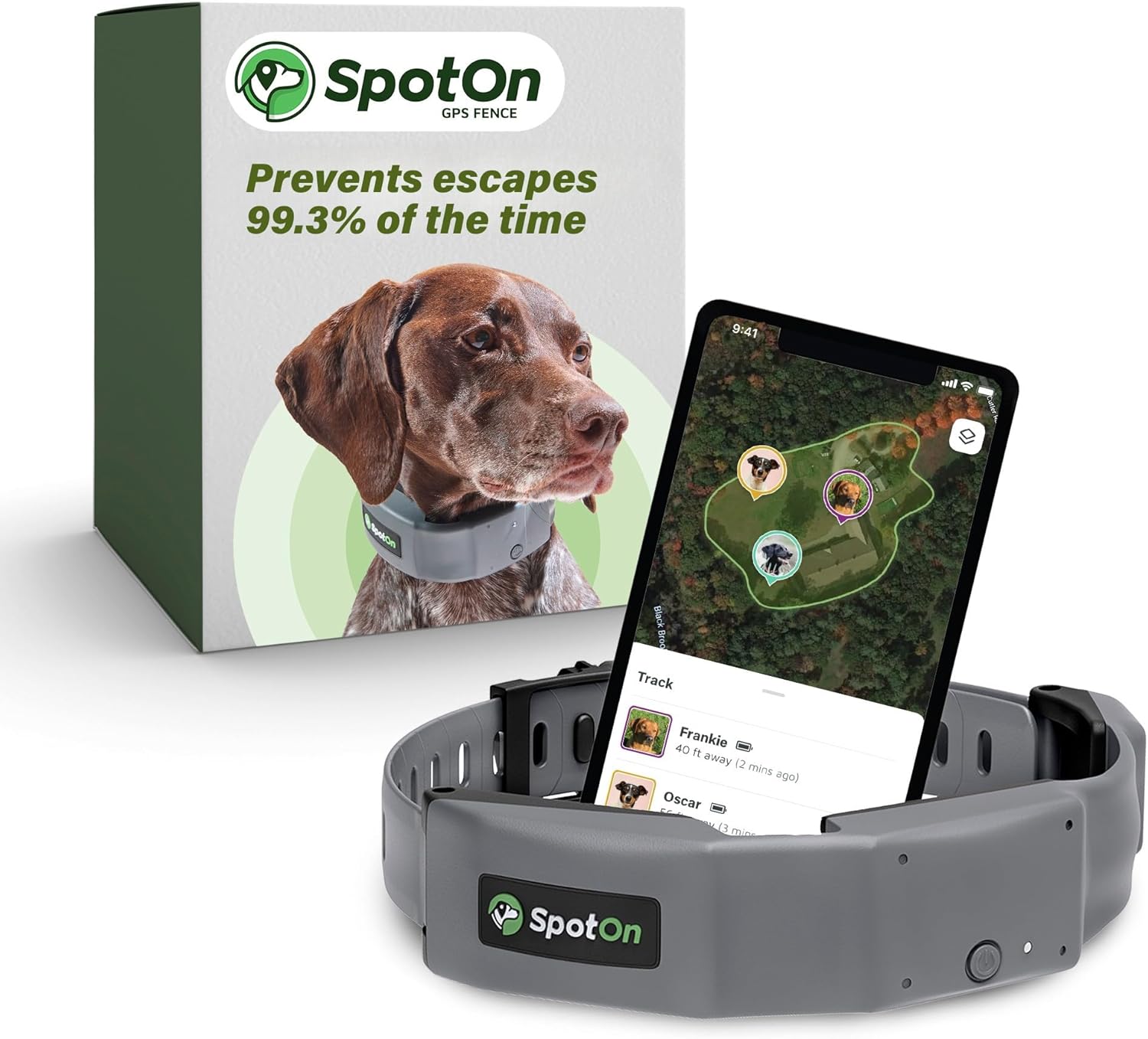SpotOn GPS Wireless Dog Fence Collar, Accurate & Reliable, Unlimited Fences, Extended Battery Life Mode, No Subscription, Built in USA, Omni Collar Model, Medium Dog Breed Neck Size 12″-18″
