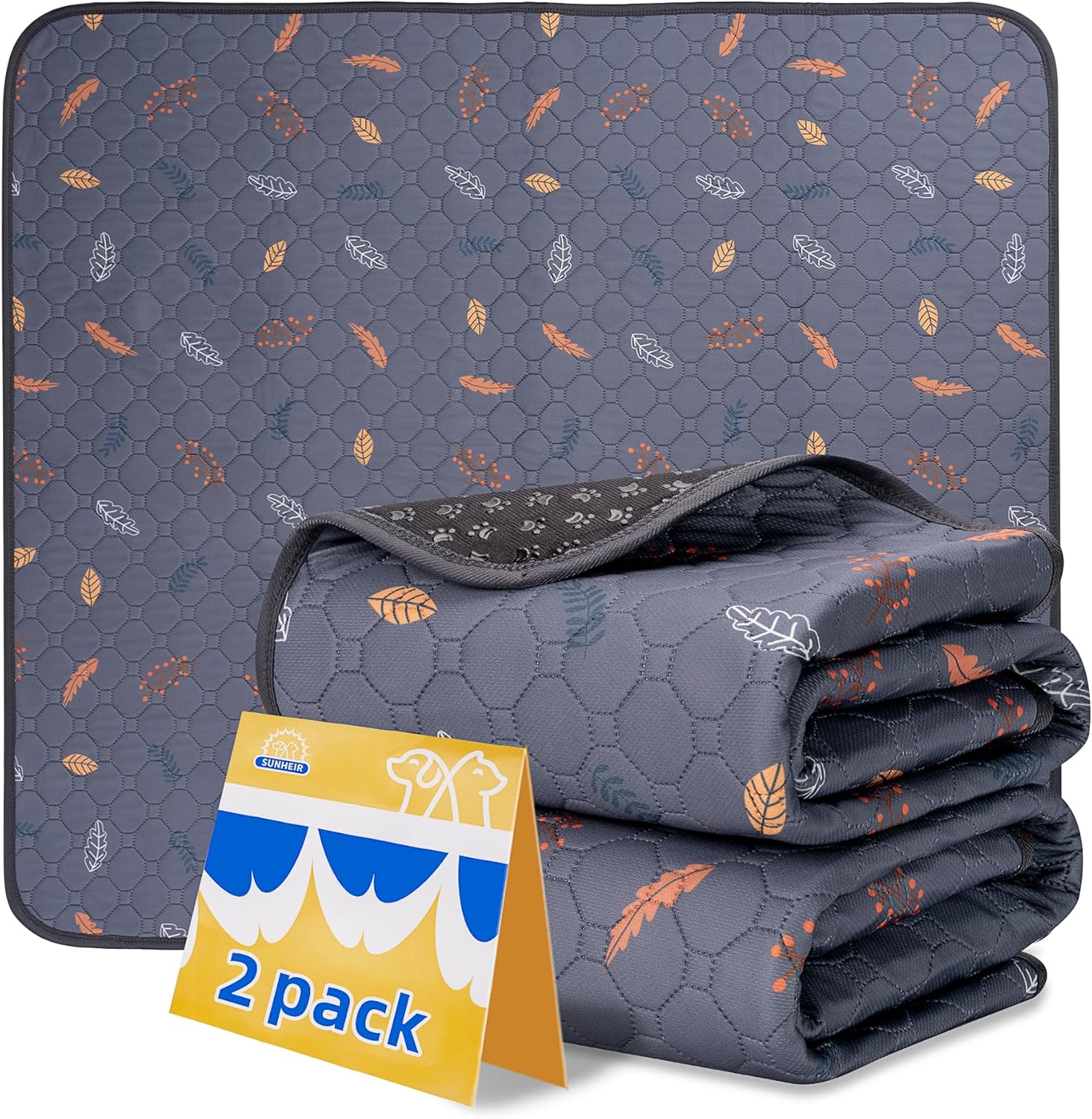 Sunheir Washable Pee Pads for Dogs , Thick Heavy Absorbency Reusable, Prevent Leakage, Waterproof , Non-Slip Pee Pads for Puppy Playpen, Crate, Whelping Box, Potty Training, Grey, 2 packs Sunheir Washable Pee Pads for Dogs , Thick Heavy Absorbency Reusable, Prevent Leakage, Waterproof , Non-Slip Pee Pads for Puppy Playpen, Crate, Whelping Box, Potty Training, Grey, 2 packs