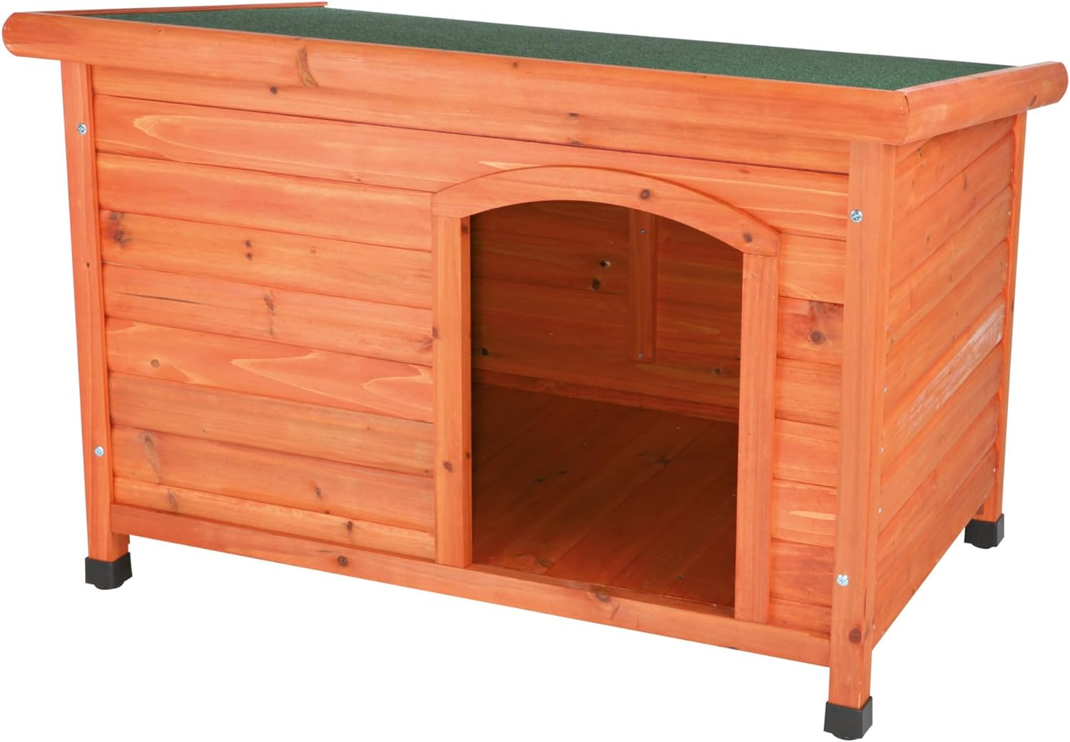 TRIXIE natura Classic Dog House – Wooden Outdoor Shelter with Weatherproof Sealer, Hinged Roof & Adjustable Legs for Small Dogs – Brown – 23.75 x 33.5 x 23 in