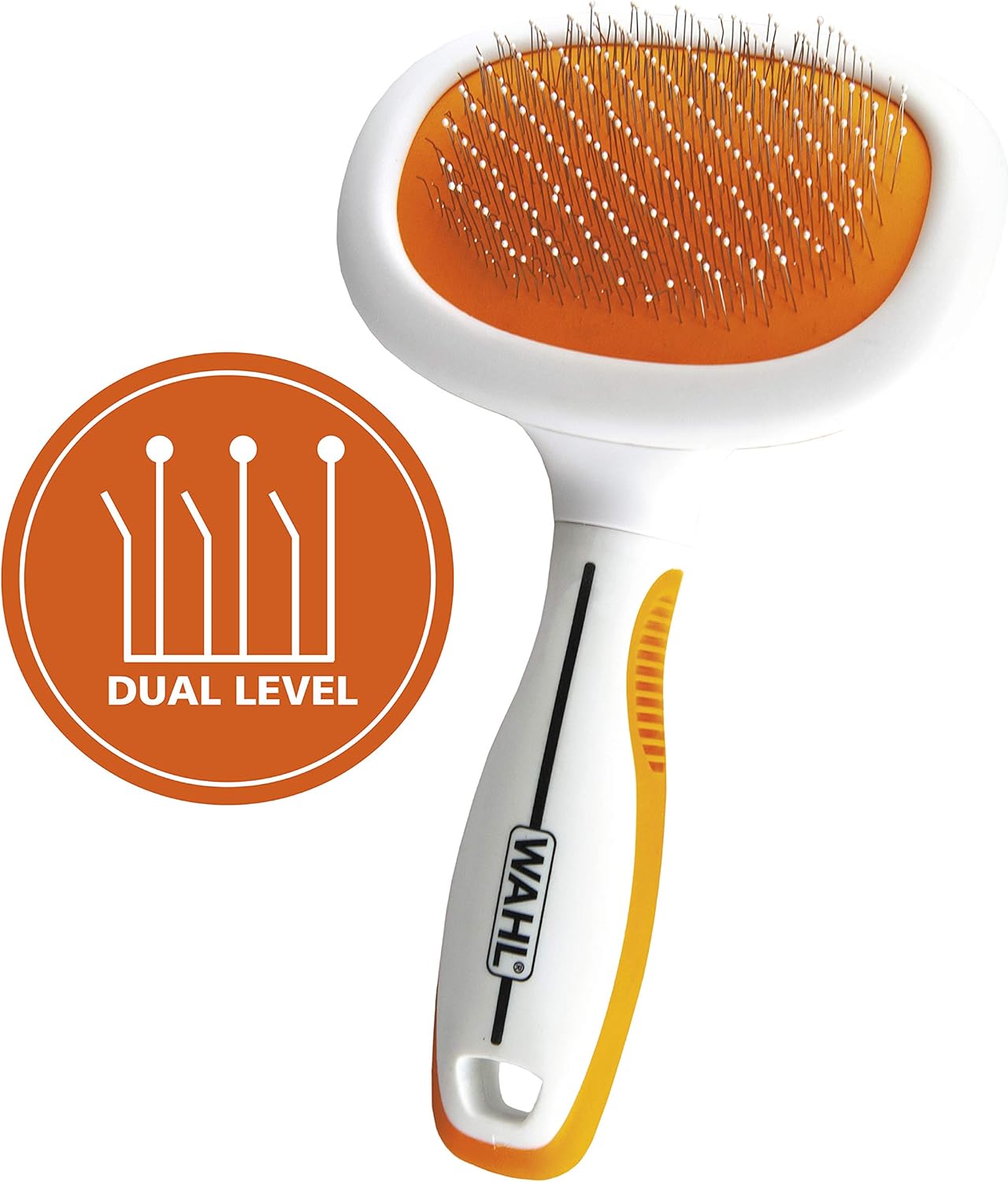 Wahl Premium Patented Dual Level Sensitive Skin Pet Slicker – Ergonomic handle makes Deshedding, Grooming and Brushing Comfortable for you and your Dog or Cat – 858500