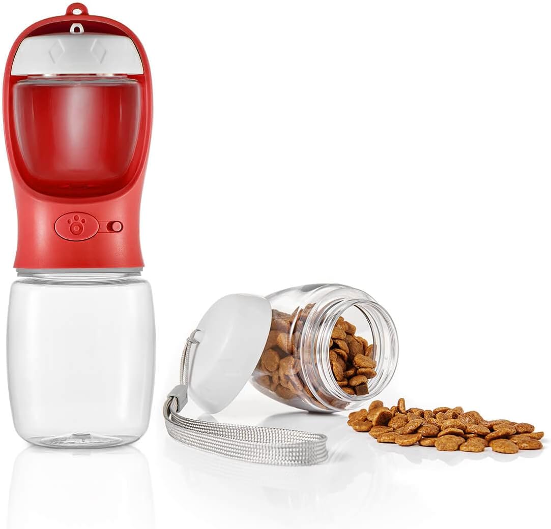 WePet Portable Dog Water Bottle with Food Container, 12 OZ + 6 OZ, Leak Proof Puppy Water Dispenser with Drinking Feeder for Pets Outdoor Walking, Hiking, Travel, Food Grade Plastic WePet Portable Dog Water Bottle with Food Container, 12 OZ + 6 OZ, Leak Proof Puppy Water Dispenser with Drinking Feeder for Pets Outdoor Walking, Hiking, Travel, Food Grade Plastic