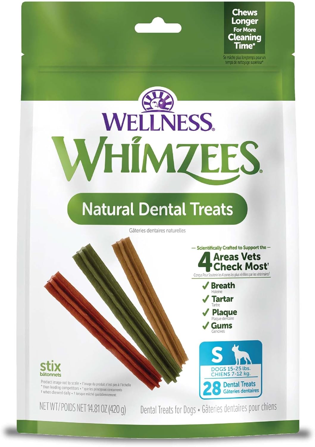 Whimzees Wellness Stix Dog Dental Treats, Natural Chews, Small Size Stick, (28 Count) Whimzees Wellness Stix Dog Dental Treats, Natural Chews, Small Size Stick, (28 Count)