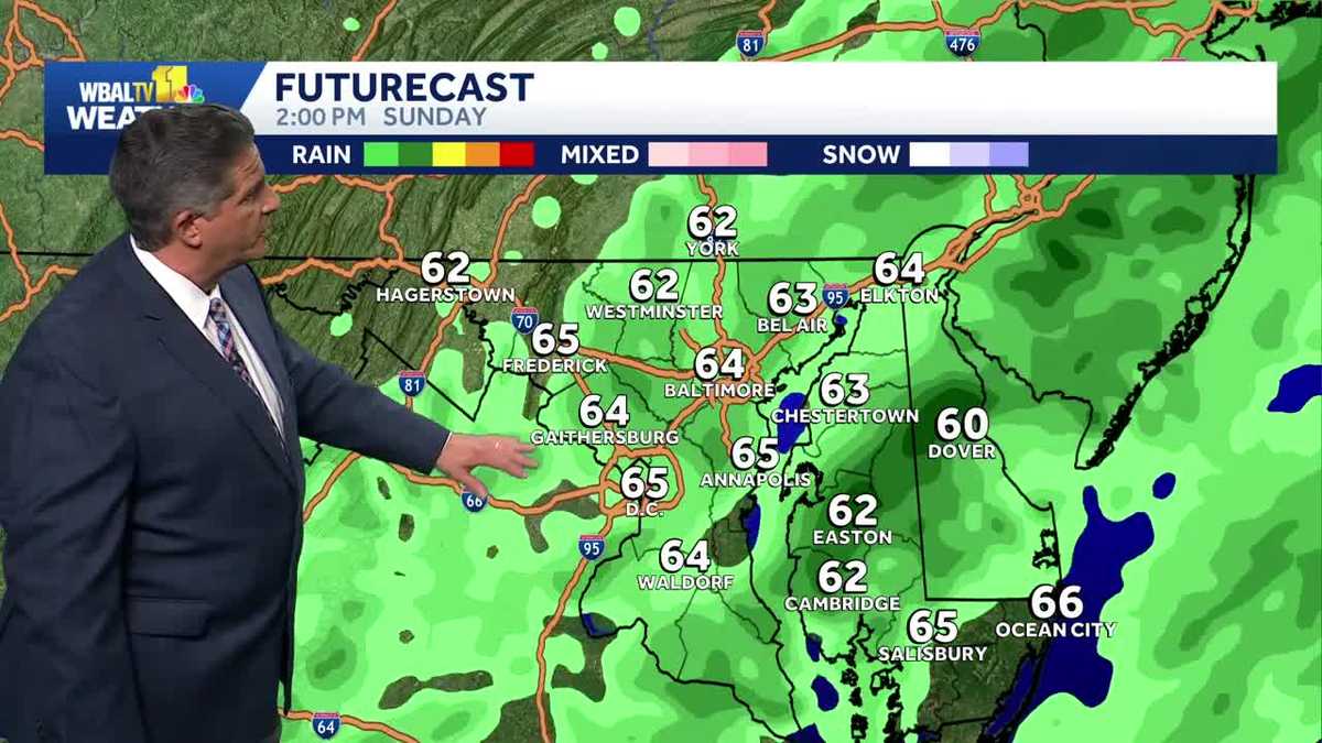 Widespread rain, wind gusts to impact Baltimore region on Sunday