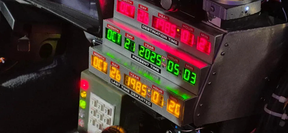 Chris Sandford a “Back to the Future” fan shows off a DeLorean time-