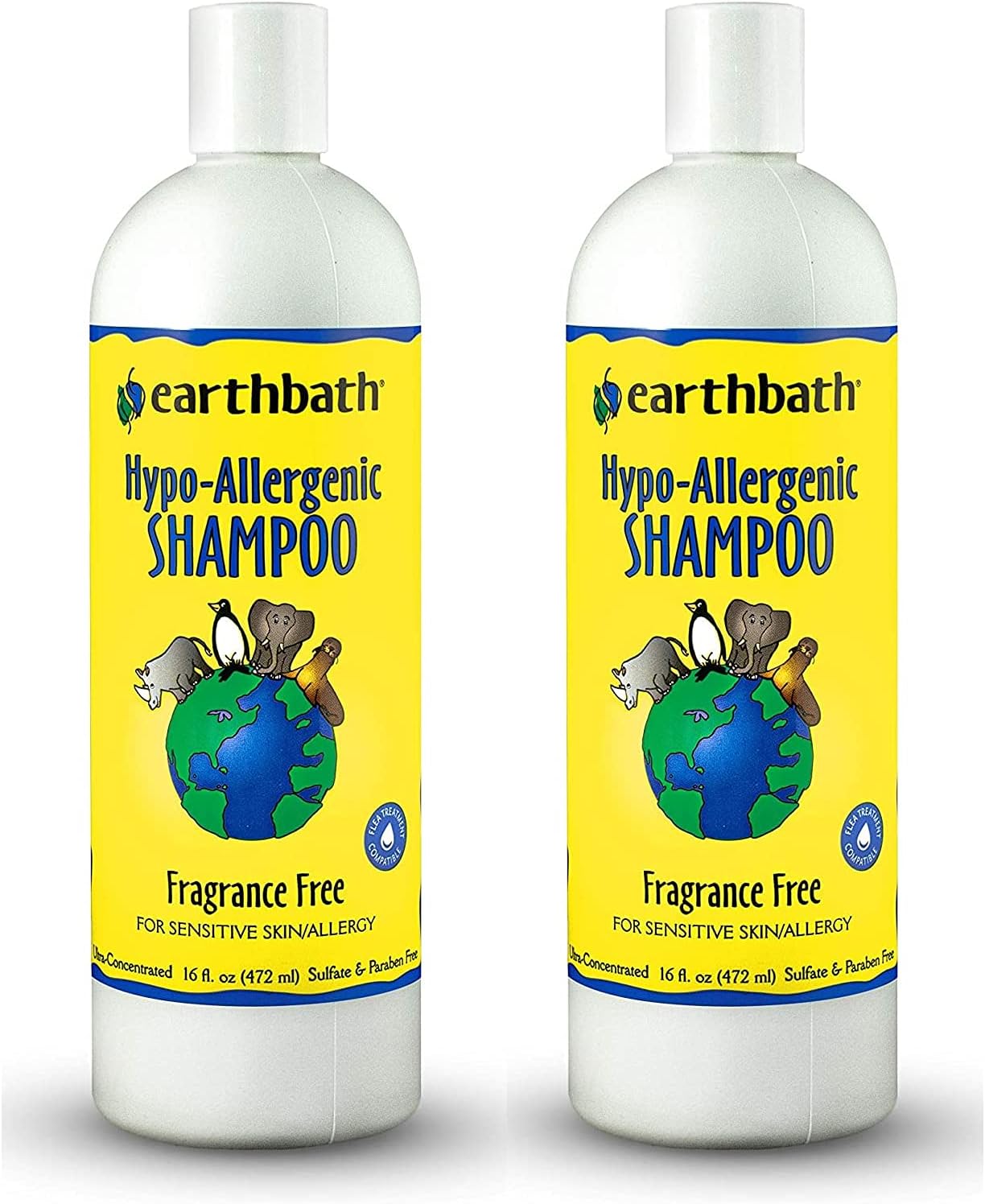 earthbath, Hypoallergenic Dog Shampoo – Fragrance Free Dog Shampoo for Allergies and Itching, Made in USA, Cruelty Free Dog Wash, Gentle Puppy Shampoo, Soothing Cat Shampoo – 16 Oz (2 Pack)