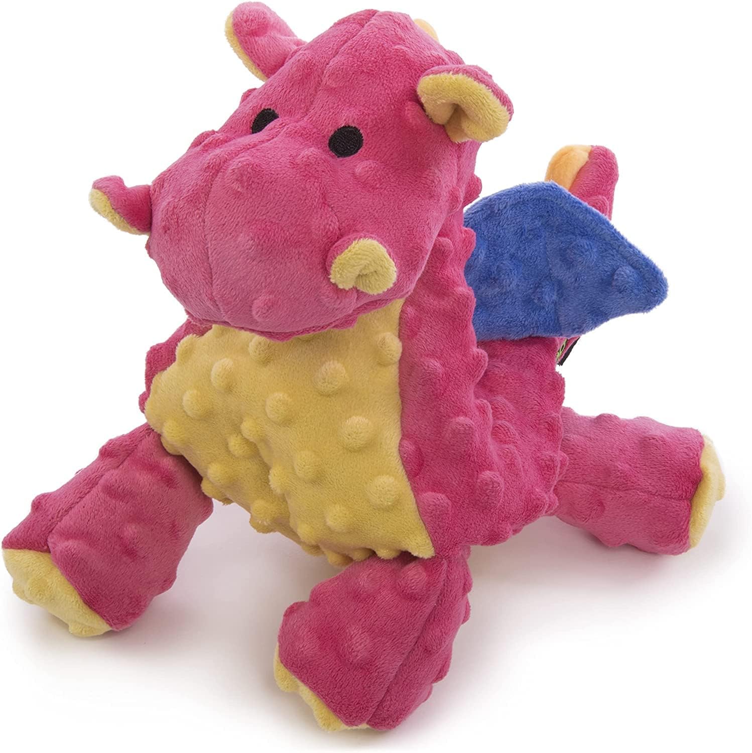 goDog Bubble Plush Dragons Squeaky Dog Toy, Chew Guard Technology – Coral, Large