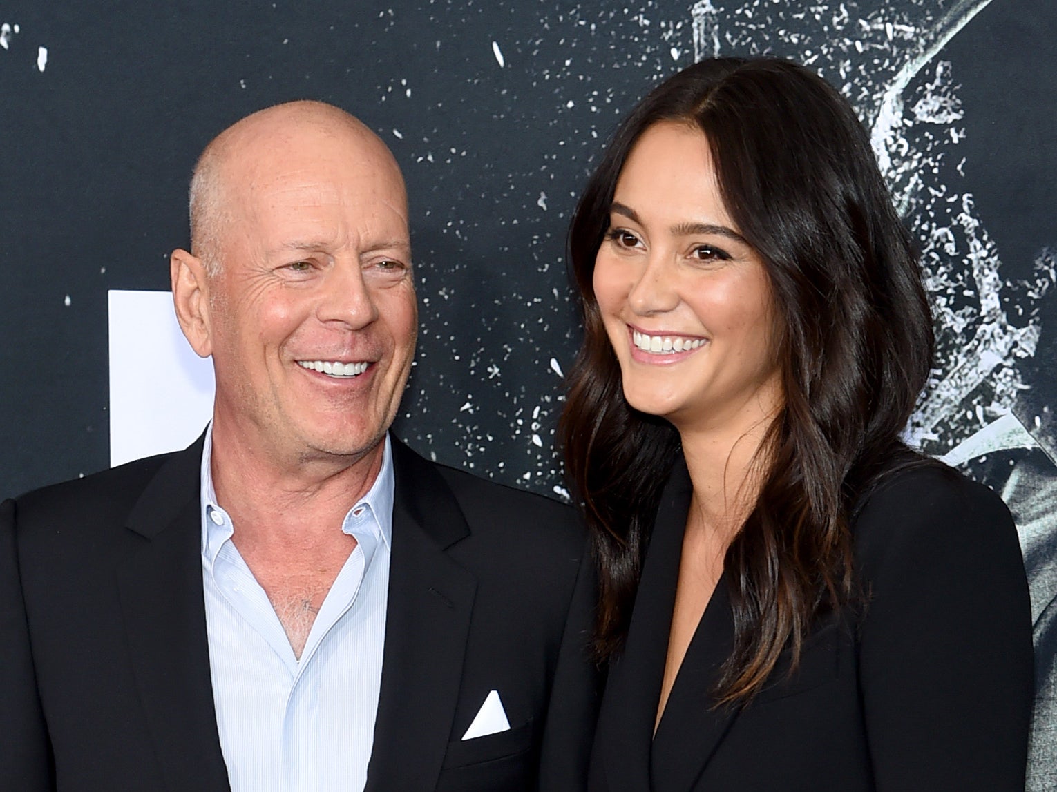 Bruce Willis and Emma Heming Willis pictured at a film premiere in New York in 2019