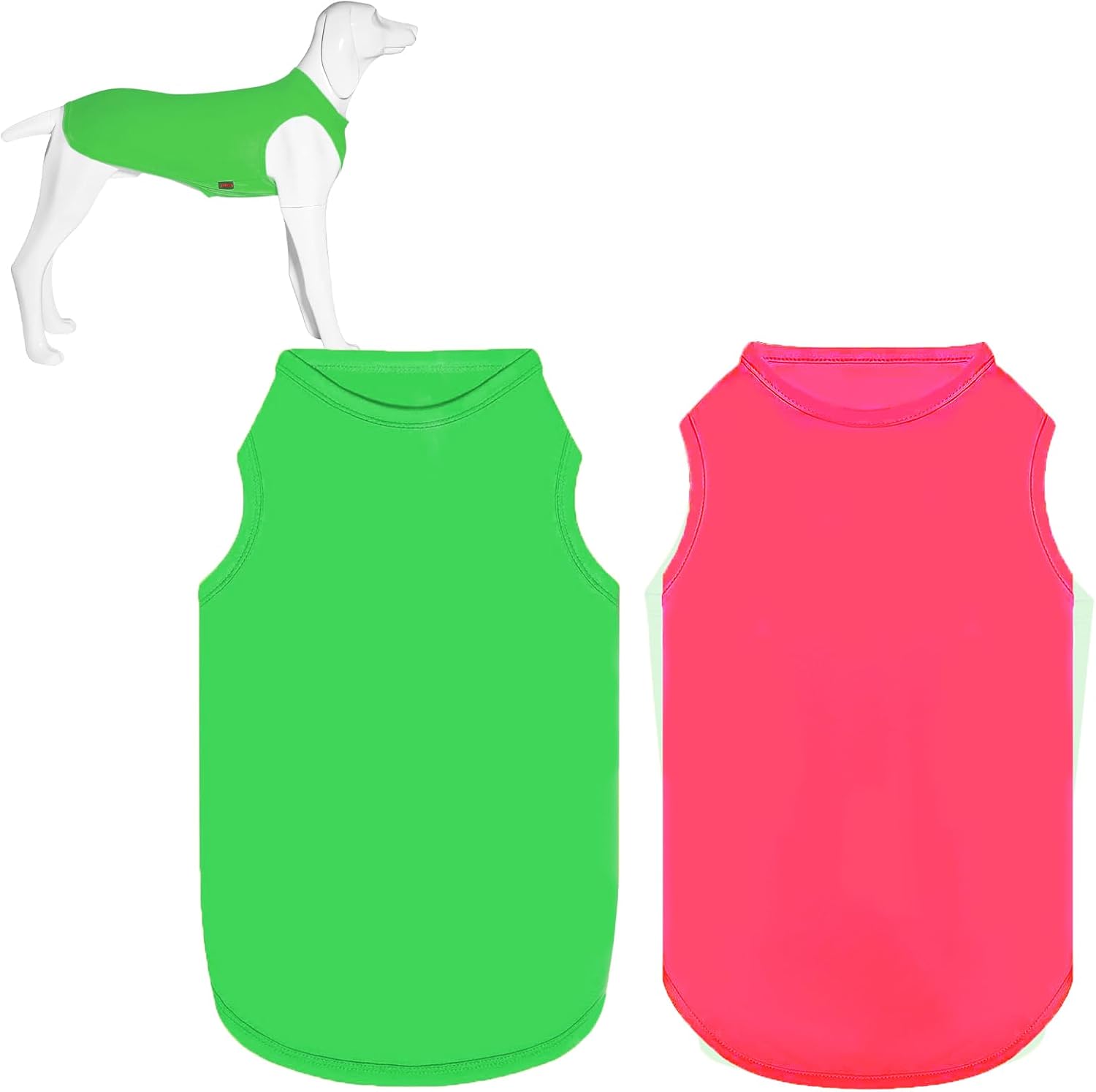 2 Pack Dog Cooling Shirts, Ice Pet Vest Dog Clothes for Instant Cooling, Lightweight Breathable Sleeveless T-Shirts for Large Dogs, Bright Red+Fresh Green (L)