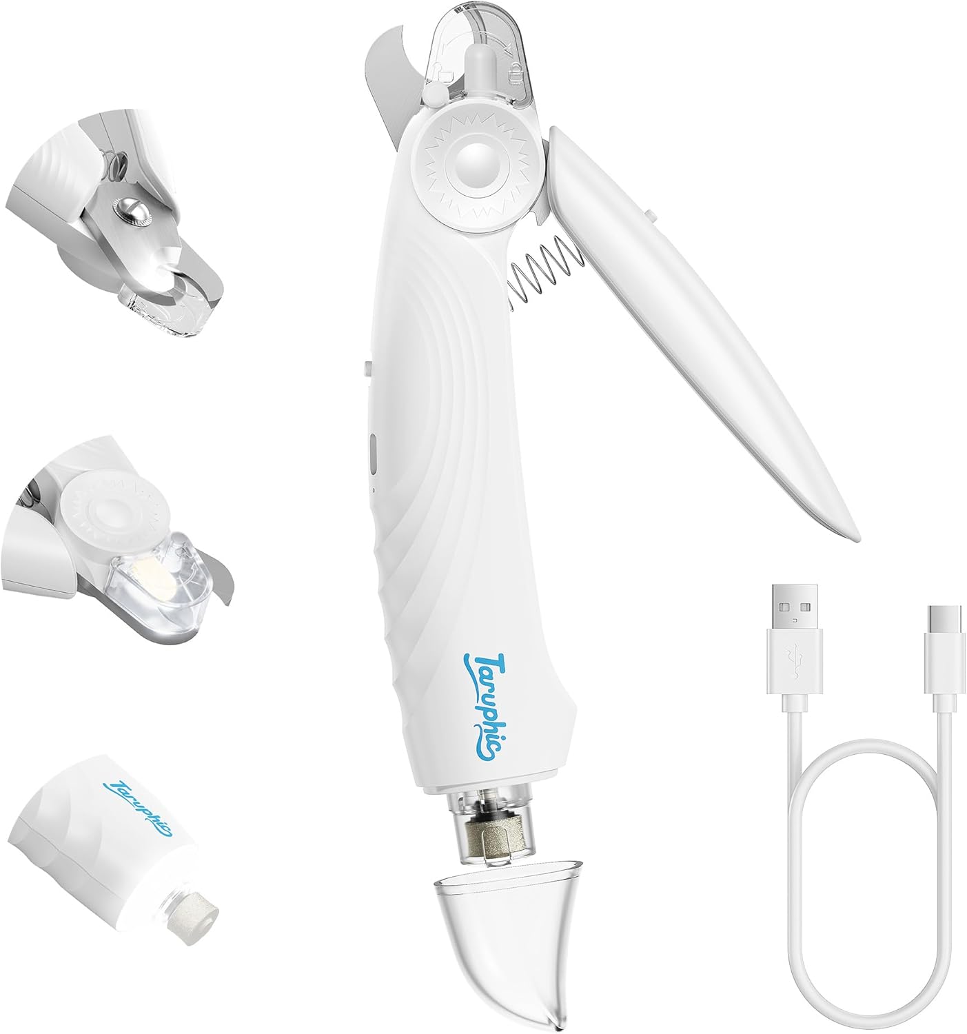 2-in-1 Dog Nail Clippers & Dog Nail Trimmers for Small Medium Large Dogs Cats Pets with Spash Guard, Nail Grinder for Dogs Quiet,Pet Nail Clippers with 2 LED Large Light