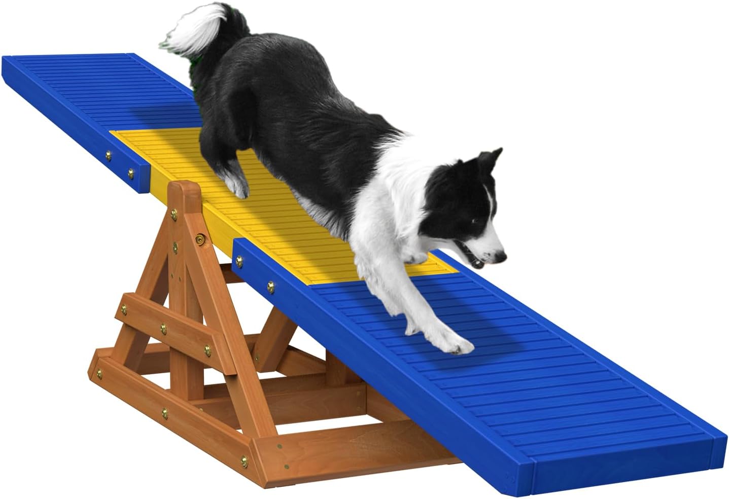 95″ Wooden Dog Seesaw, Dogs Agility Course Backyard Set for Training and Exercise – Outdoor Big Dog Agility Equipment Practice See Saw