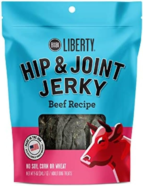 BIXBI Liberty Functional Healthy Hip And Joint Dog Jerky Treats, Beef Recipe, 5 Ounce