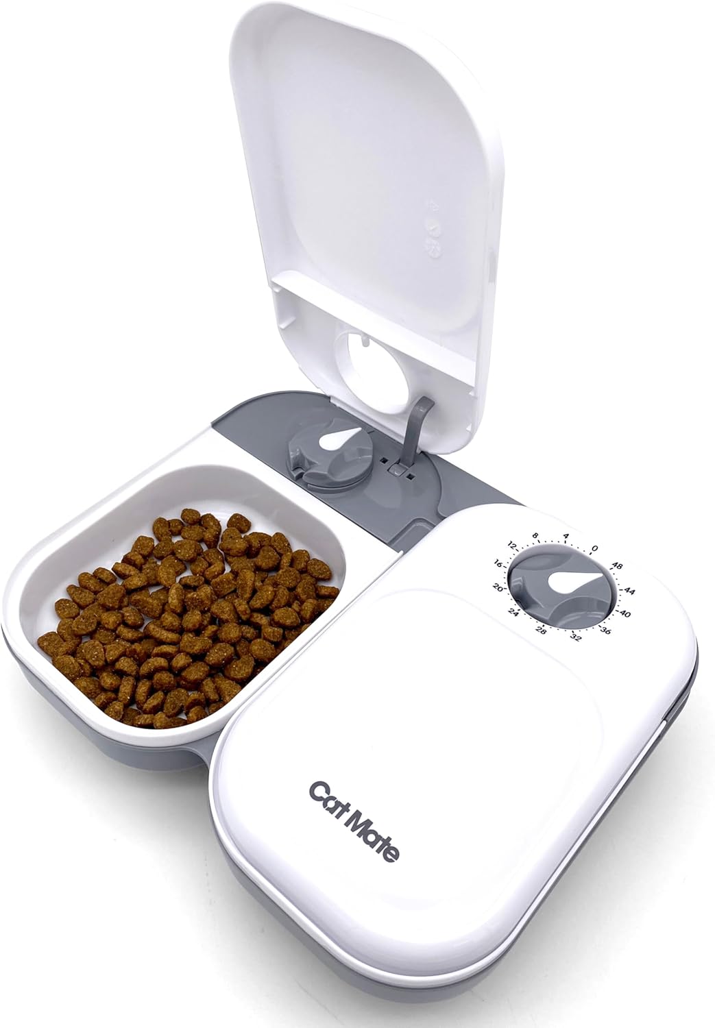 Cat Mate C200 Automatic 2 Meal Timer-Controlled Pet Feeder (401) – for Cats and Small Dogs, Includes Ice Pack for Wet and Dry Food, Meals up to 14 oz Each, White