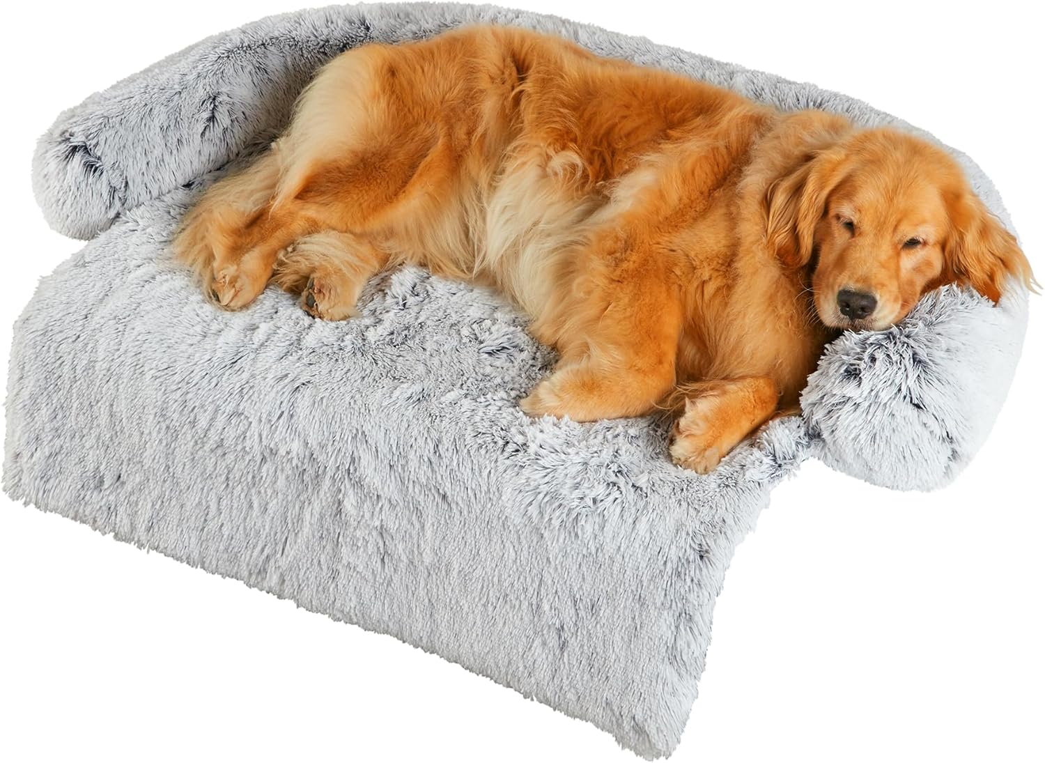 Codi Large Calming Dog Bed for Couch – Anti-Anxiety Sofa Protector Mat for XL Dogs, 45”x37”x6”, Machine Washable, Fluffy & Cozy with Non-Slip Bottom, Light Grey