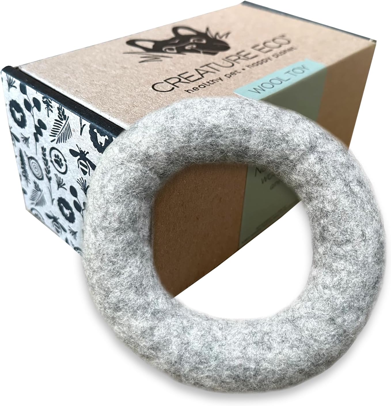 Creature ECO Organic Wool Ring Dog Toys for Moderate Chewers – Eco-Friendly Puppy Toys for Interactive Play – Natural Non Toxic Fetch Toy, Safe for Your Pet & The Planet – 1 Pack