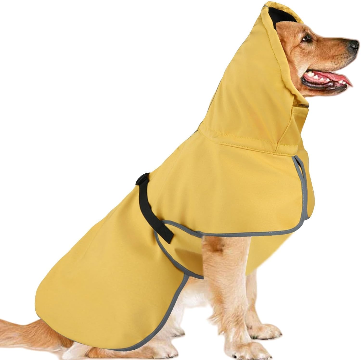 DELIFUR Large Dog Raincoat Waterproof – Adjustable Dog Poncho Raincoat Lightweight Rain Jacket with Soft Lining for Large Dog Yellow (X-Large)