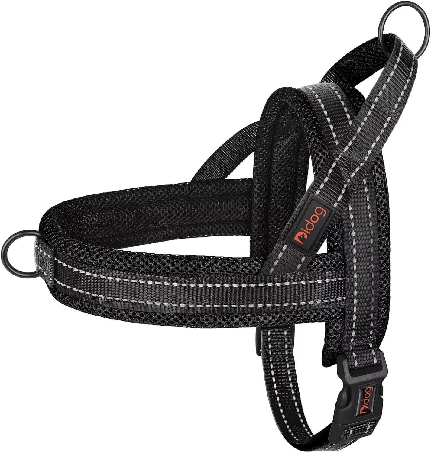 Didog No Pull Dog Harness with Soft Mesh Padded,Reflective & Quick Fit Light Weight Dog Strap Vest Harness,Easy for Walking Training (L:Chest 26-32″, Mesh-Black)