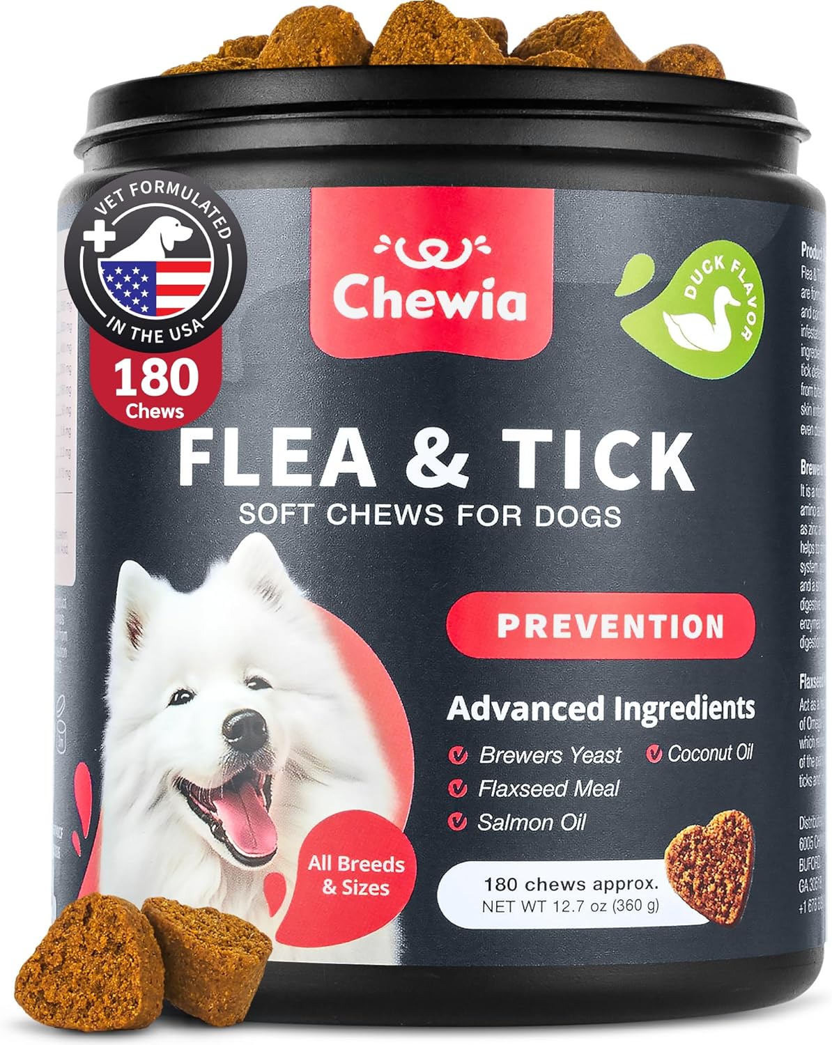 Dog Flea and Tick Treatment Chews – Flea and Tick Prevention for Dogs – Flea & Tick Chewables – Natural Dog Flea & Tick Control Soft Treats – Flea Chewables for Dogs – Immune Support Supplement