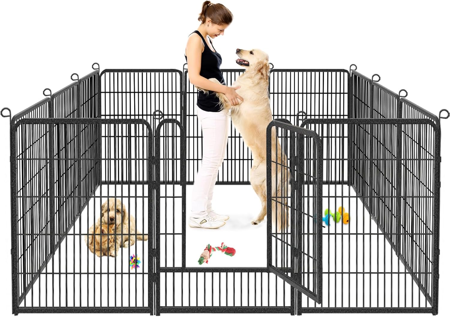 Dog Playpen, 32inch 10 Panels Outdoor Dog Fence Indoor Dog Pen Anti-Rust Pet Puppy Pen Dog Exercise Pen with Lock for Medium Small Dogs, Portable Pet Fence for Yard RV Camping