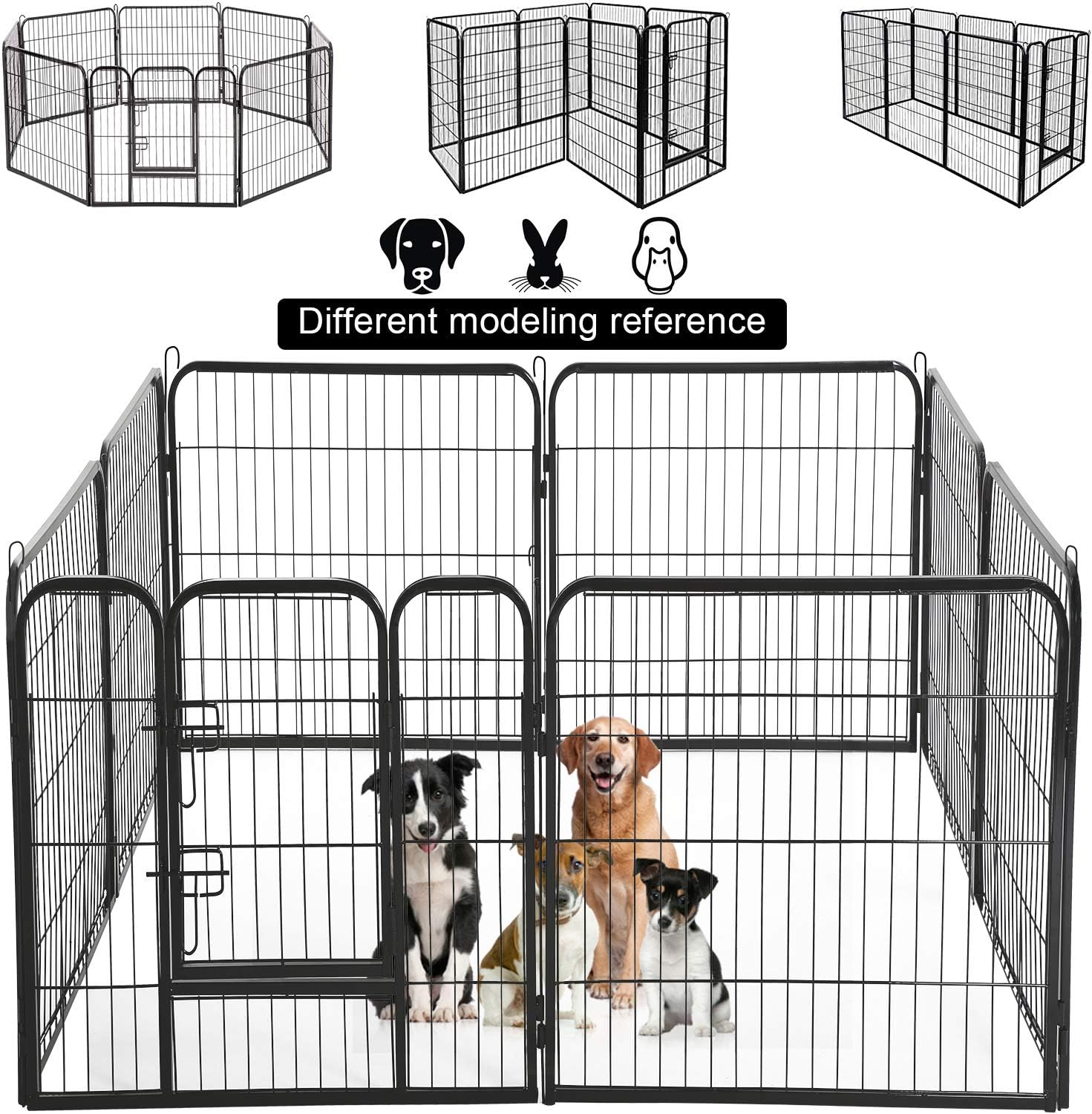Dog Playpen 8 Panels 40 Inches Dog Pen Extra Large Indoor Outdoor Back or Front Yard Cage Fencing Doggie Rabbit Cats Outside Fences with Door Fence Playpen Heavy Duty Exercise Pen Dog Crate