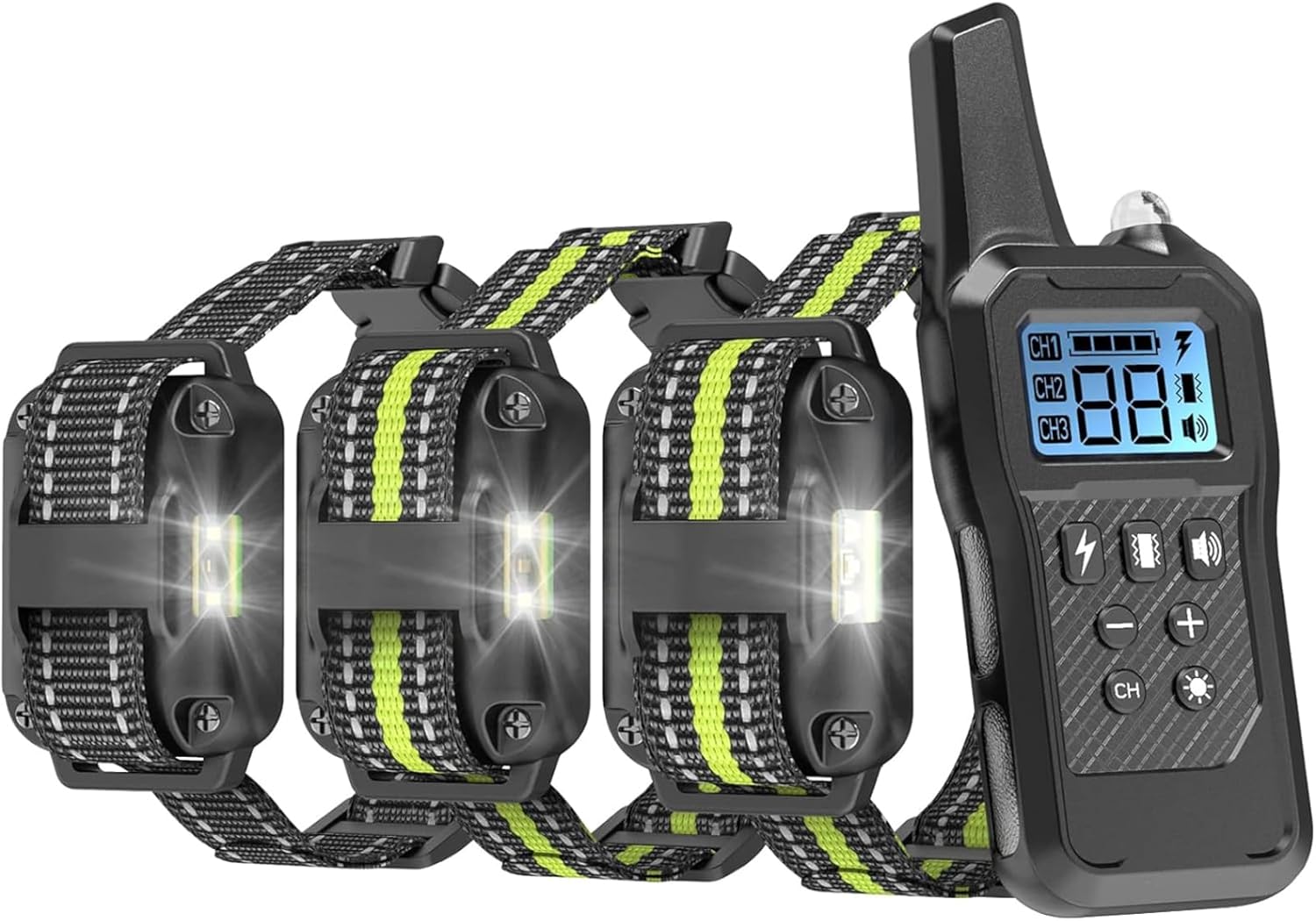 Dog Shock Collar 3 Pack – Dog Training Collar with Remote IP65 Waterproof E Collar for Dogs Training with Shock Vibrate Beep and Light Modes for Small Medium Large Dogs