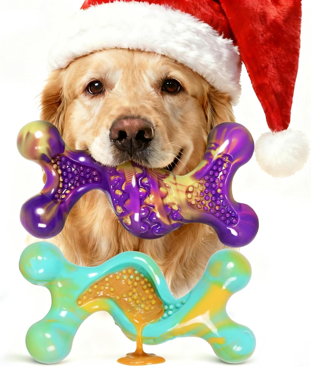 Dog Toys for Aggressive Chewers: 2 Pack Tough Dog Toy for Medium & Large Dogs Weighing 20-70 lbs, Indestructible Bacon Flavored Nylon Chew Bone, Keeps Them Busy