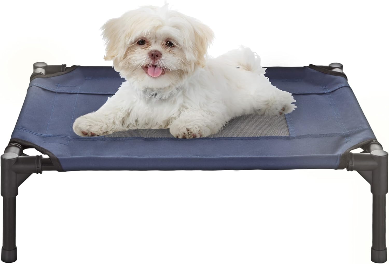 Elevated Dog Bed – 24.5×18.5-Inch Portable Pet Bed with Non-Slip Feet – Indoor/Outdoor Dog Cot or Puppy Bed for Pets up to 25lbs by PETMAKER (Blue)
