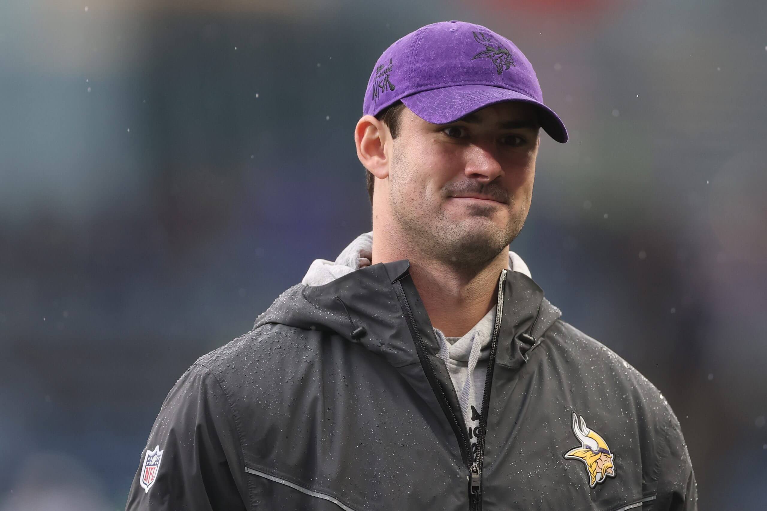 Daniel Jones is shown during the 2024 season, when he spent time on the Vikings' practice squad.