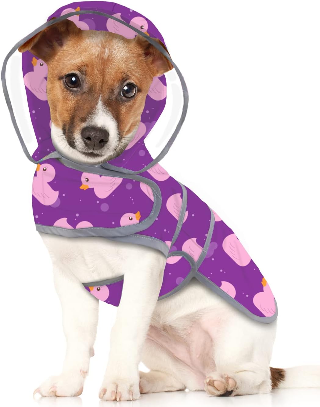 HDE Dog Raincoat with Clear Hood Rain Jacket Poncho for Small Medium Large Dogs Ducks Purple – M