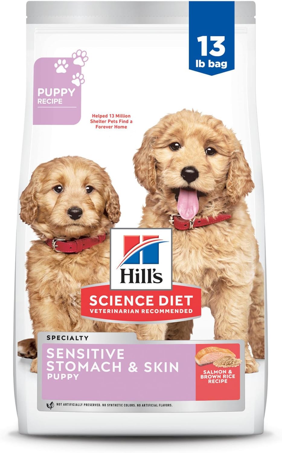 Hill’s Science Diet Sensitive Stomach & Skin, Puppy, Stomach & Skin Sensitivity Support, Dry Dog Food, Salmon & Brown Rice, 13 lb Bag