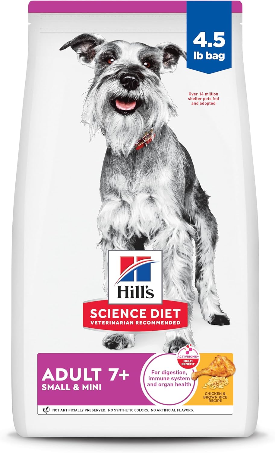 Hill’s Science Diet Small & Mini, Senior Adult 7+, Small & Mini Breeds Senior Premium Nutrition, Dry Dog Food, Chicken, Brown Rice, & Barley, 4.5 lb Bag