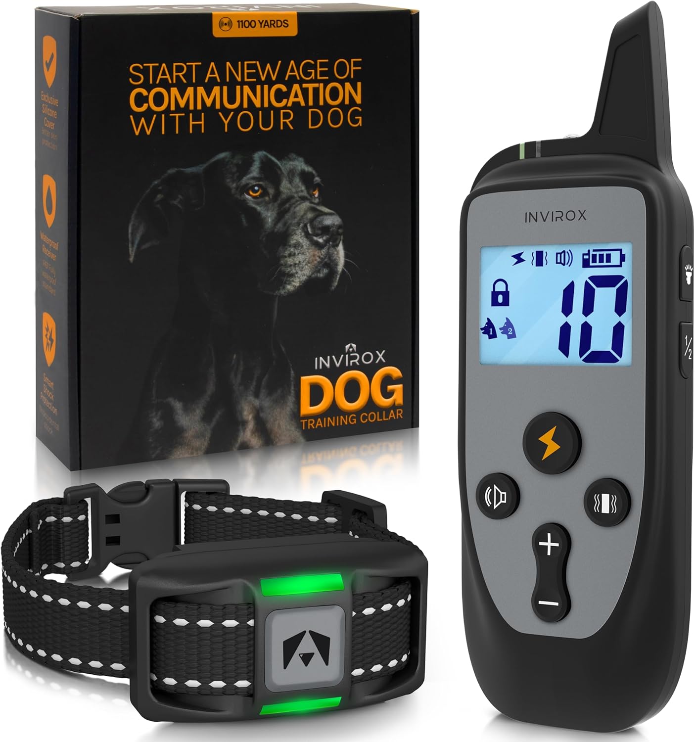 INVIROX Dog Training Collar [2026 Edition] 123 Levels 1100yd Range E Collar for Dogs Training 100% Waterproof Rechargeable, Dog Shock Collar with Remote Control