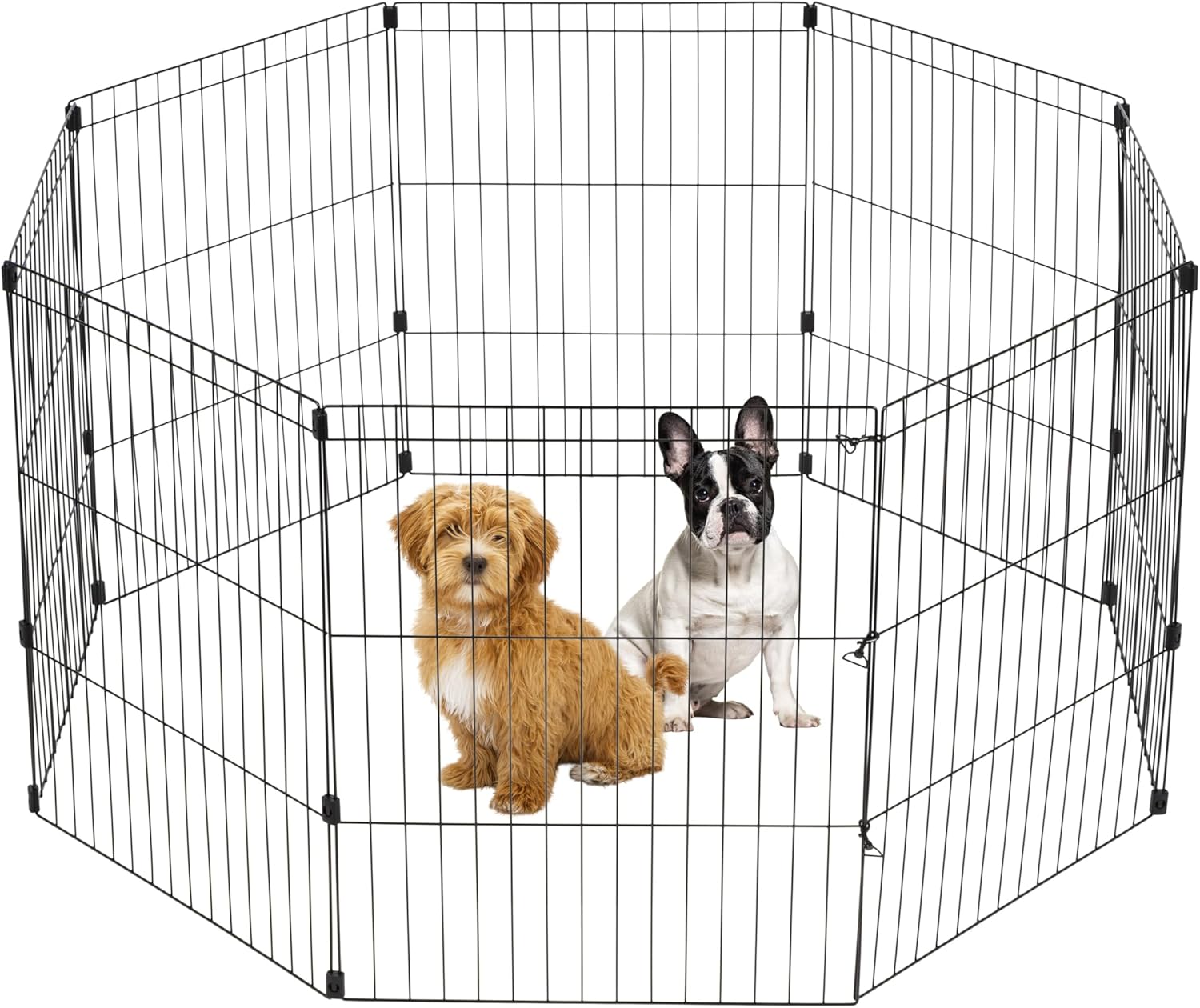 IRIS USA 30″ 8-Panel Metal Pet Dog Puppy Playpen, Indoor/Outdoor Dog Fence, 58 x 58 x 30, Foldable, Customizable, Black