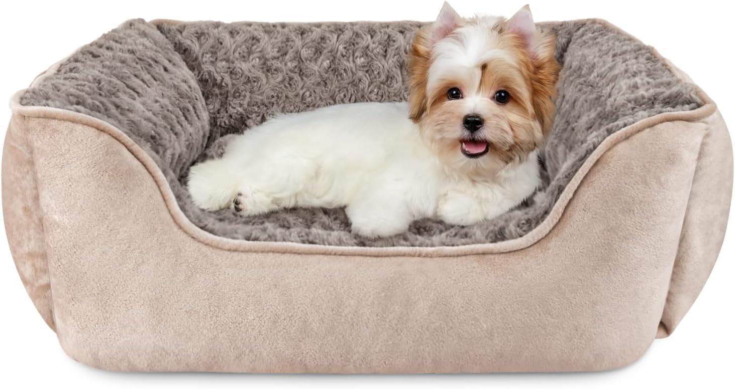 JOEJOY Rectangle Dog Bed for Large Medium Small Dogs – Washable Orthopedic Sofa Bed, Soft Breathable Puppy & Pet Cuddler, Durable Calming Dog Bed with Anti-Slip Bottom, Multiple Sizes, Beige
