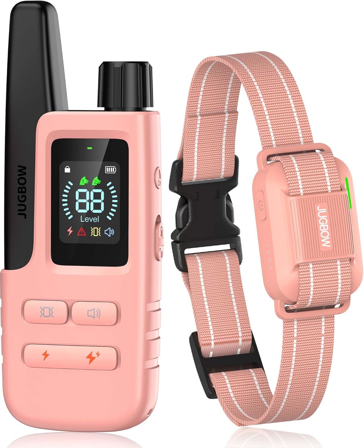 Jugbow Dog Shock Collar – 4200FT Dog Training Collar with Remote for 5-120lbs Small Medium Large Dogs, IPX8 Waterproof E Collar with 4 Training Modes, Security Lock, Rechargeable Shock Collar Pink