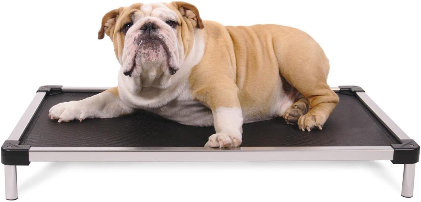 K9 Ballistics Chew Proof Elevated Outdoor Cooling Cot Bed for X Large Dogs – Virtually Indestructible, Preassembled, Withstands Aggressive Chewers – XL, Black Mesh