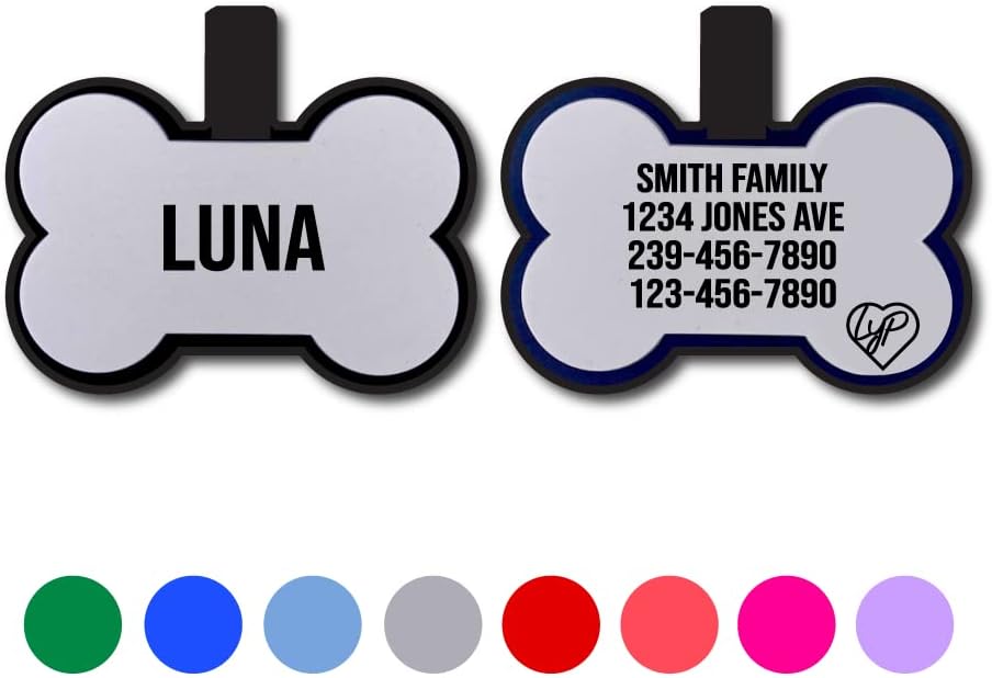 LYP Soundless Bone Pet ID Tag – Love Your Pets Largest Line of Silicone Dog ID Tags – No More Jingling Pet Tags -Durable – Never Fades – Personalized, Deep Engraved Silicone Dog Tag (1 Tag, Grey)